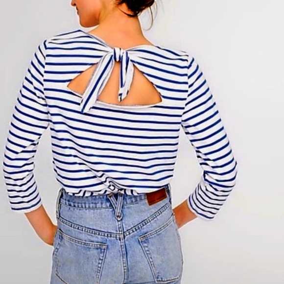 J. Crew Blue and White Striped Long Sleeve Top - Picture 3 of 7